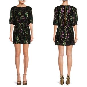 New BA&SH Anjy Mini Dress Medium Black Purple Green Metallic